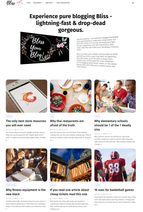 Bliss - The Best Blogger Template