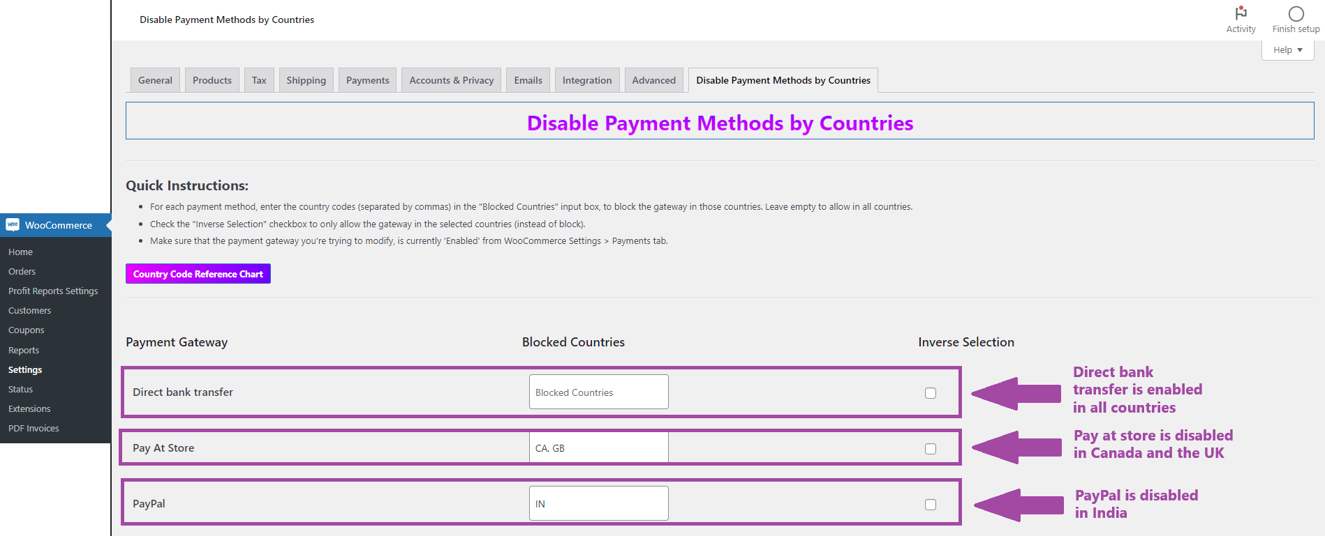 Disable Payment Methods By Countries (WooCommerce Plugin)
