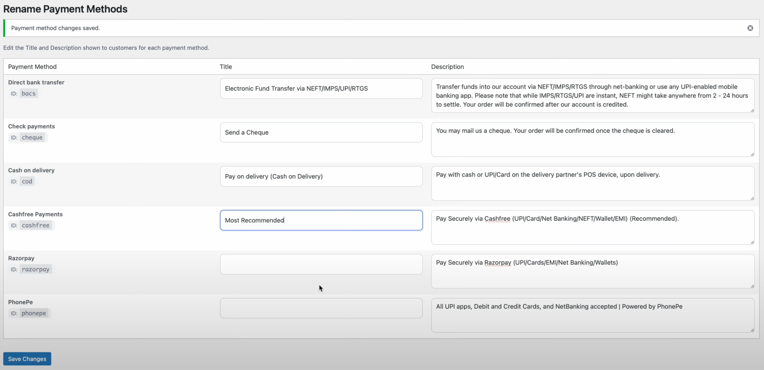 Rename Payment Methods for WooCommerce