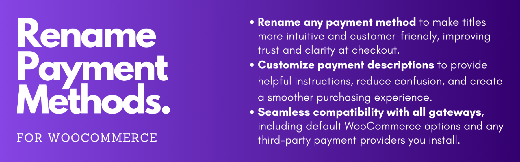 Rename Payment Methods WooCommerce Banner