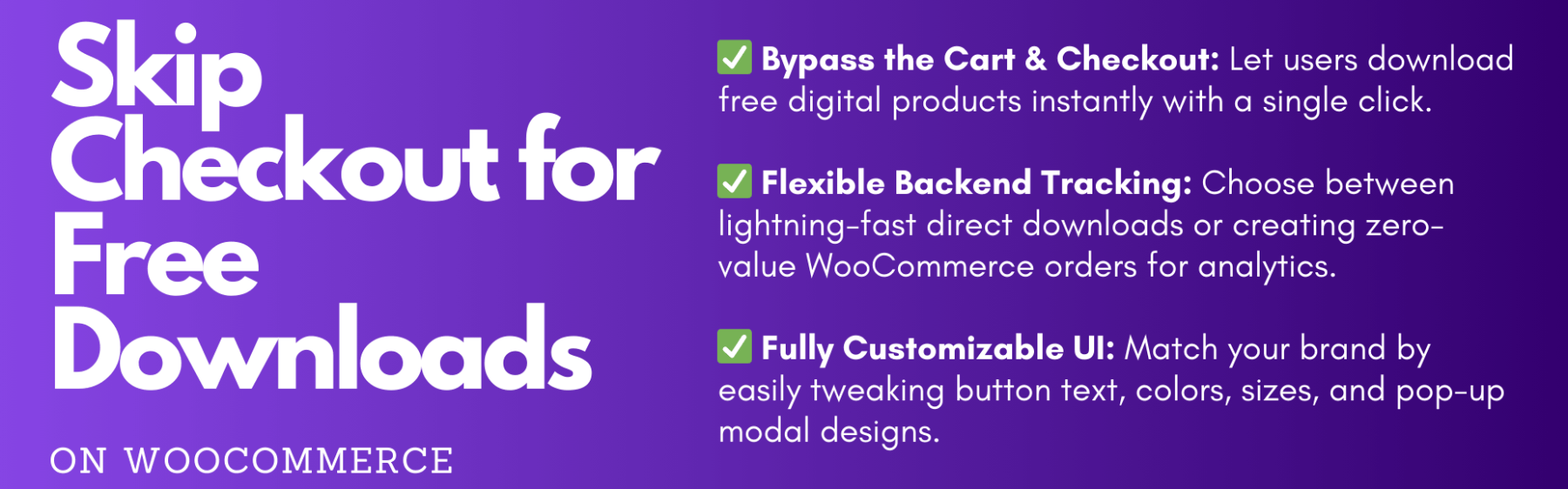 Skip Checkout Free Downloads Woo Banner