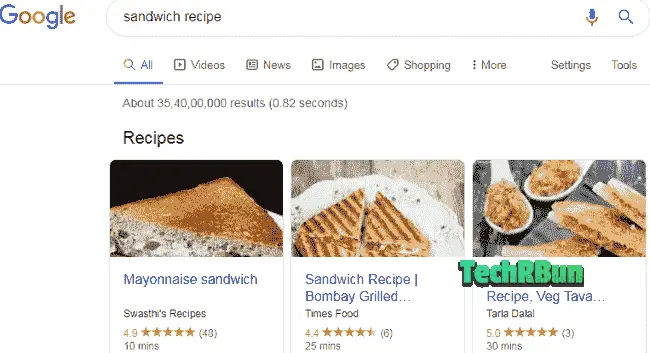 Recipe Rich Text Schema Markup.