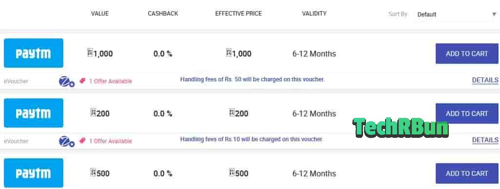 paytm gift card denominations