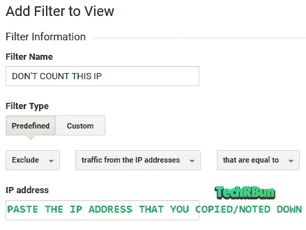 Google Analytics Filter Exclude IP address.