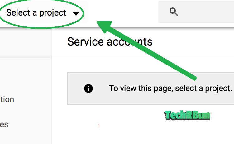 Google APIs Select Project.