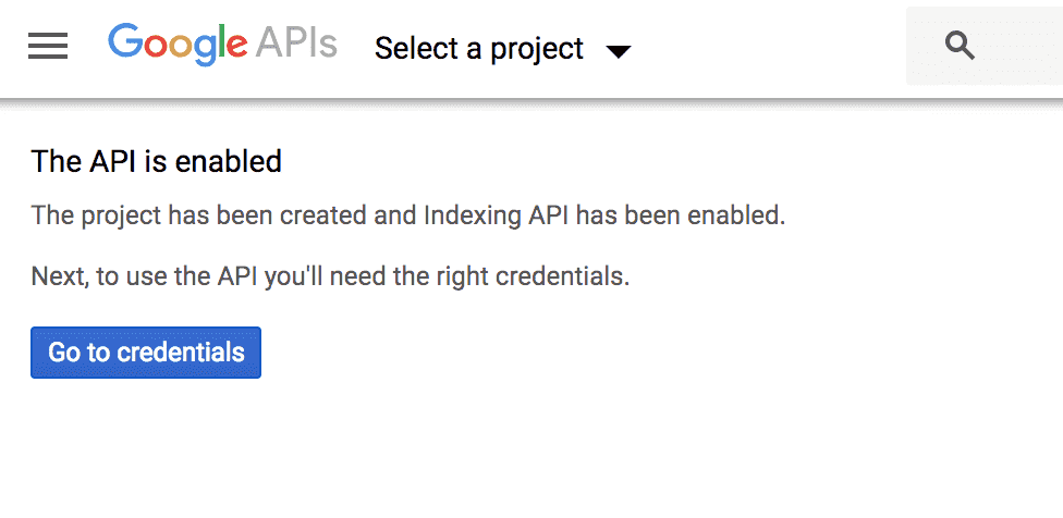 Google Indexing API enabled