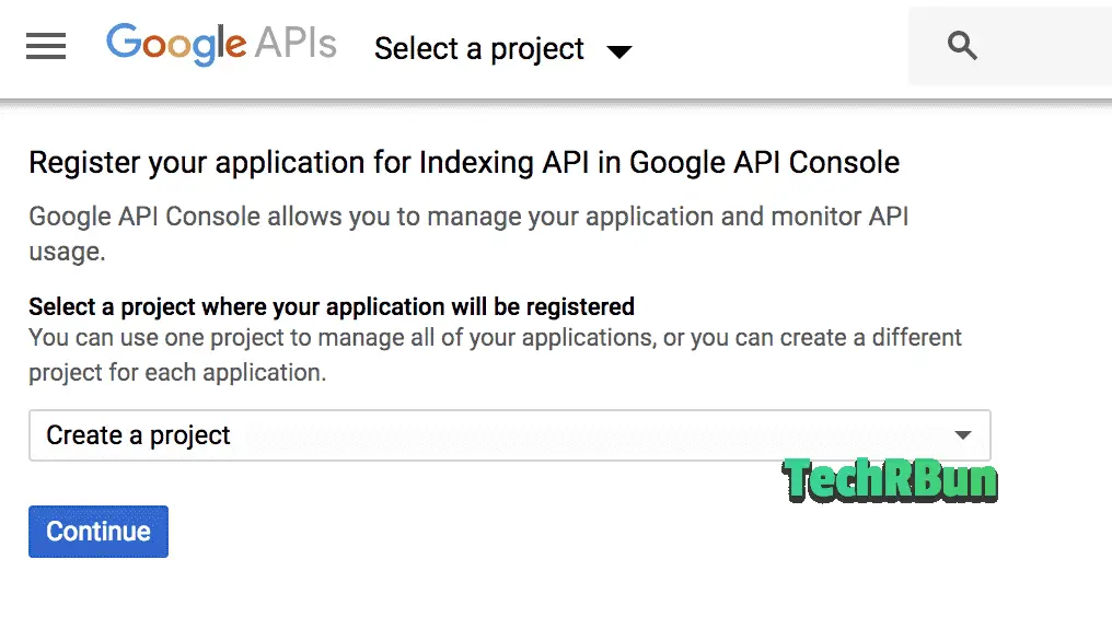 Google Register Your Application For Indexing API