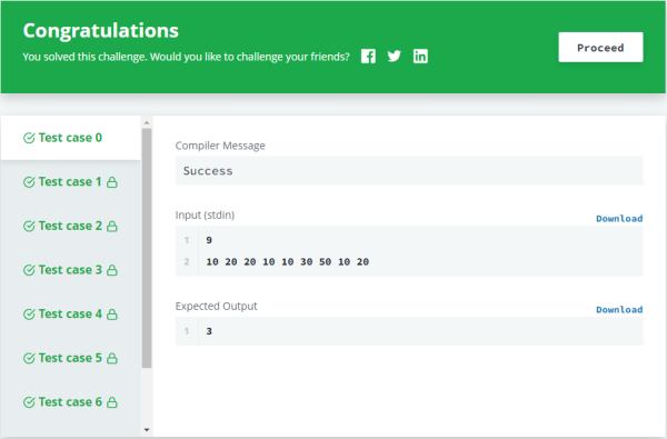 (Solution) Sales By Match / Sock Merchant - HackerRank Warm-up