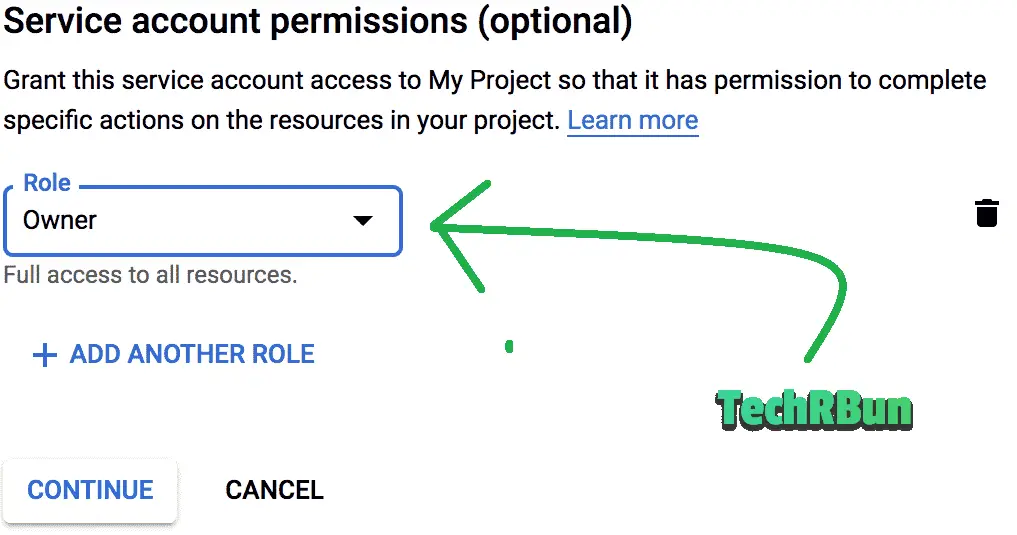 change role in service account for google indexing api