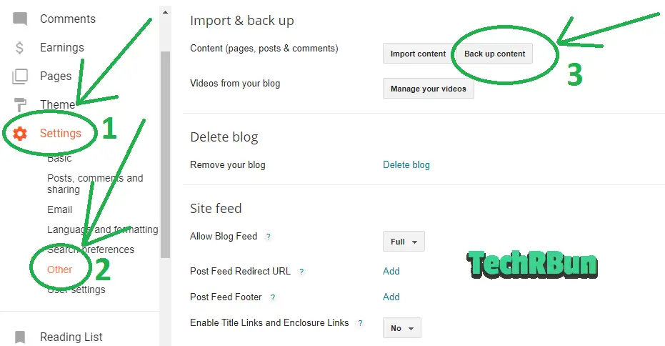 export content from blogger