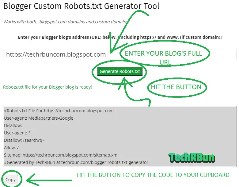 Blogger Custom Robots.txt Generator Tool