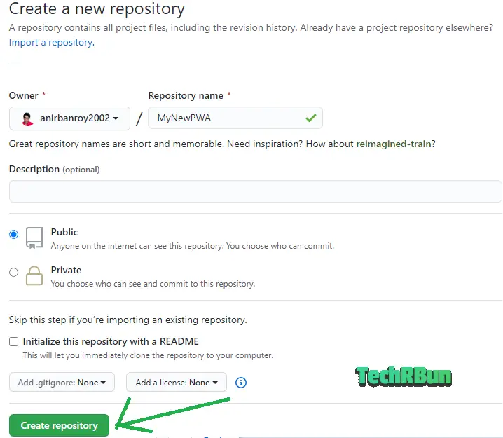 Create the public github repository