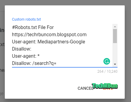 Submit custom robots.txt to blogger