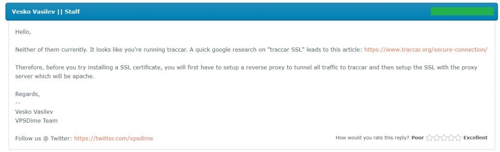 VPSDime Traccar Support regarding SSL.