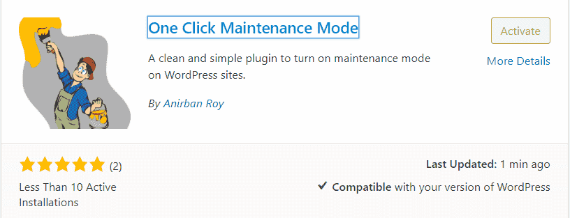 One Click Maintenance Mode