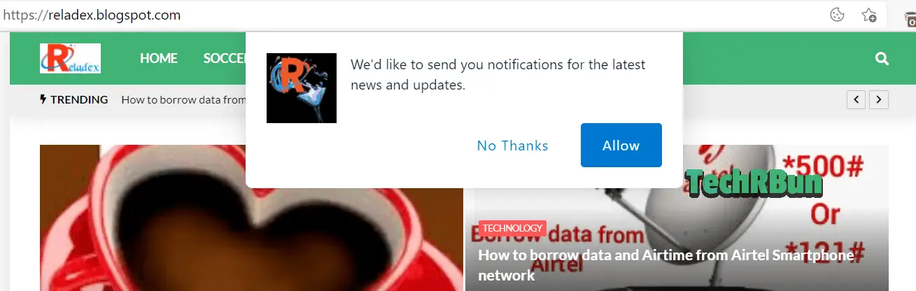OneSignal Notification Popup of reladex.blogspot.com