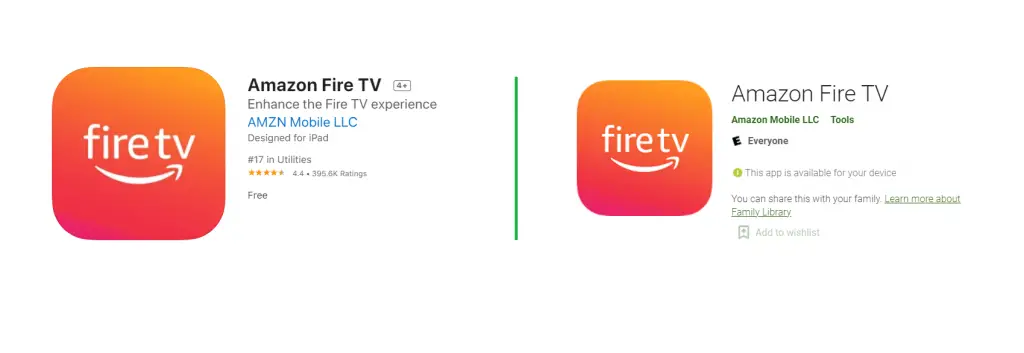 Amazon Fire TV Stick Remote Mobile App Listings