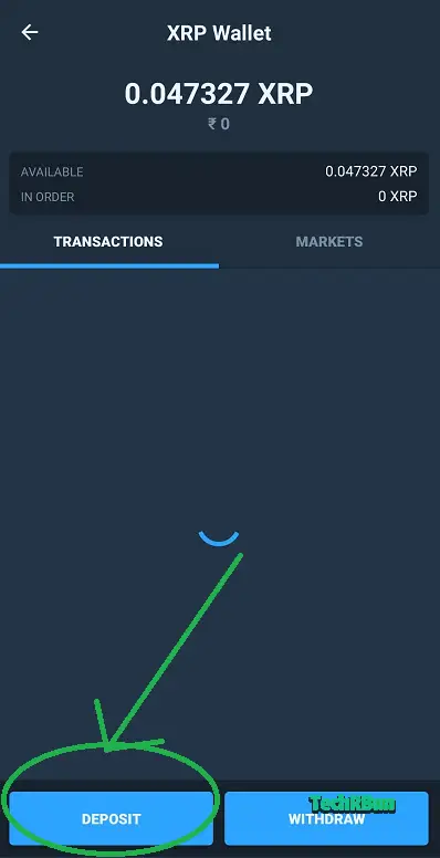 Deposit XRP in WazirX