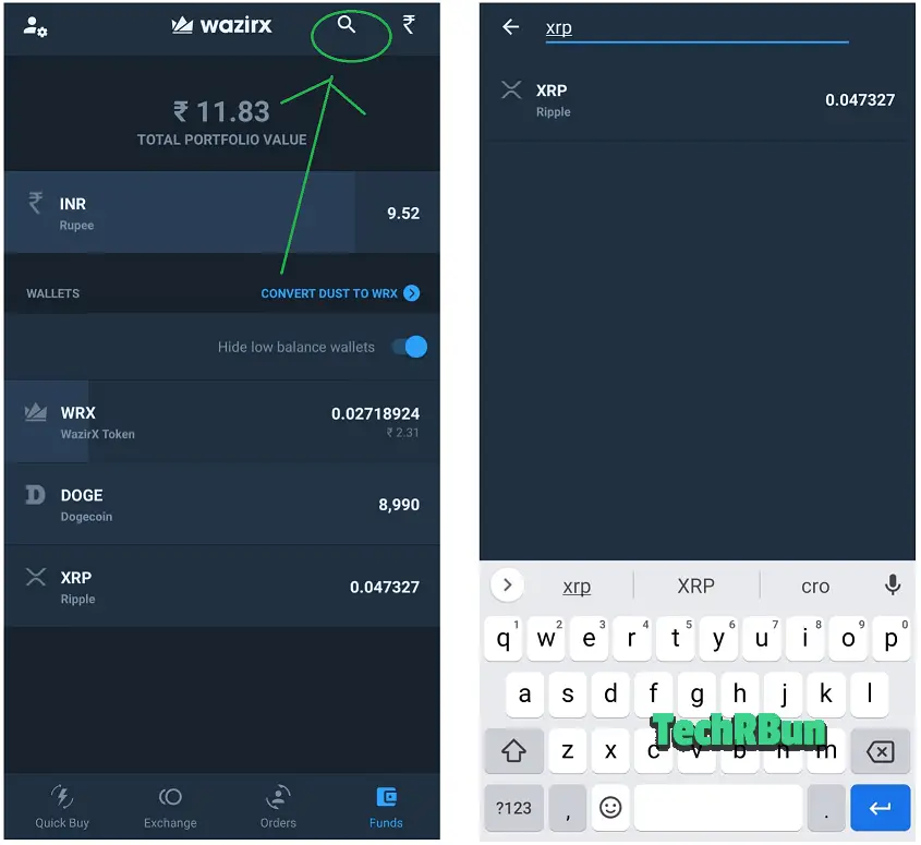 WazirX Search XRP