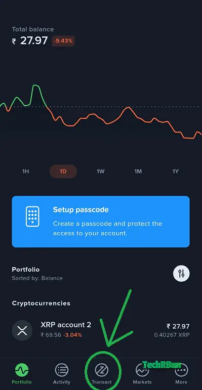 Uphold Transact button.