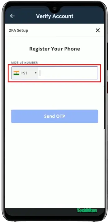 Add your phone number to WazirX