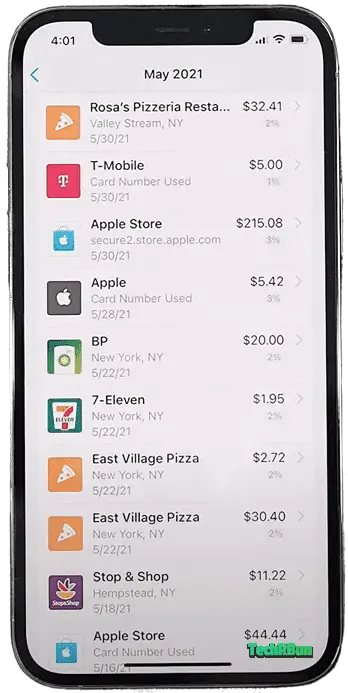 Apple Card Spendings History