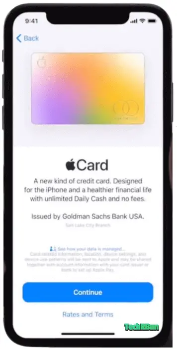 Applying for an Apple Card Step 3: Tap on Continue