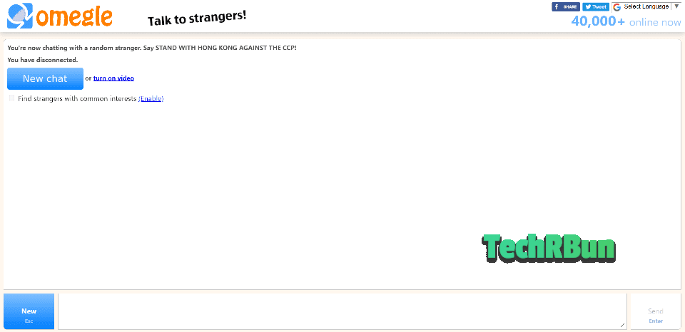 Omegle Chat Disconnected Page.