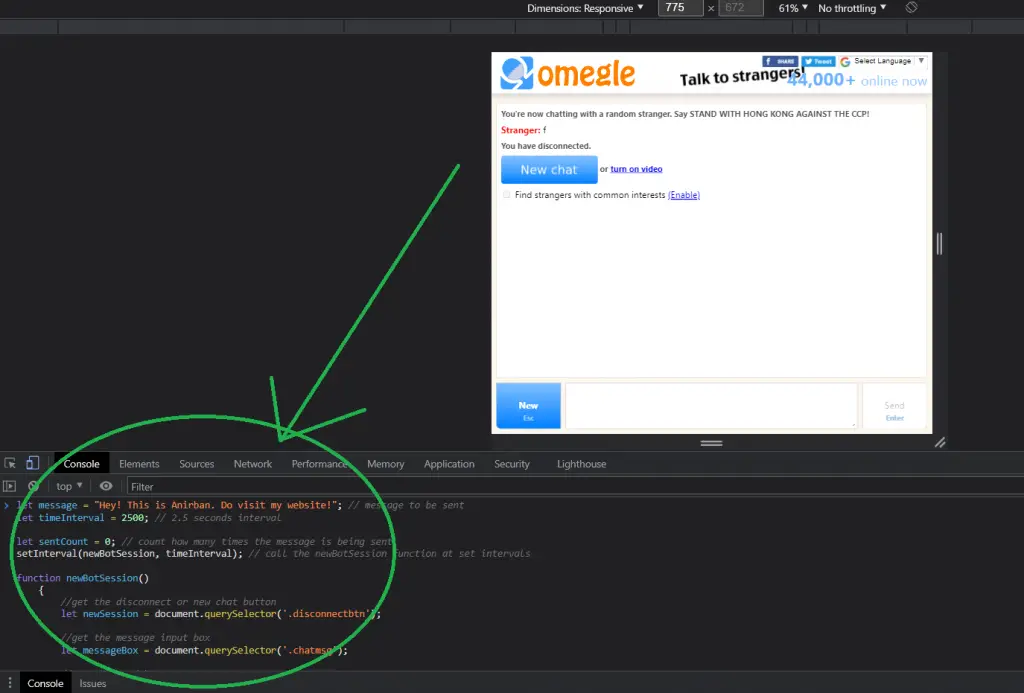 Auto Omegle Bot Script JS