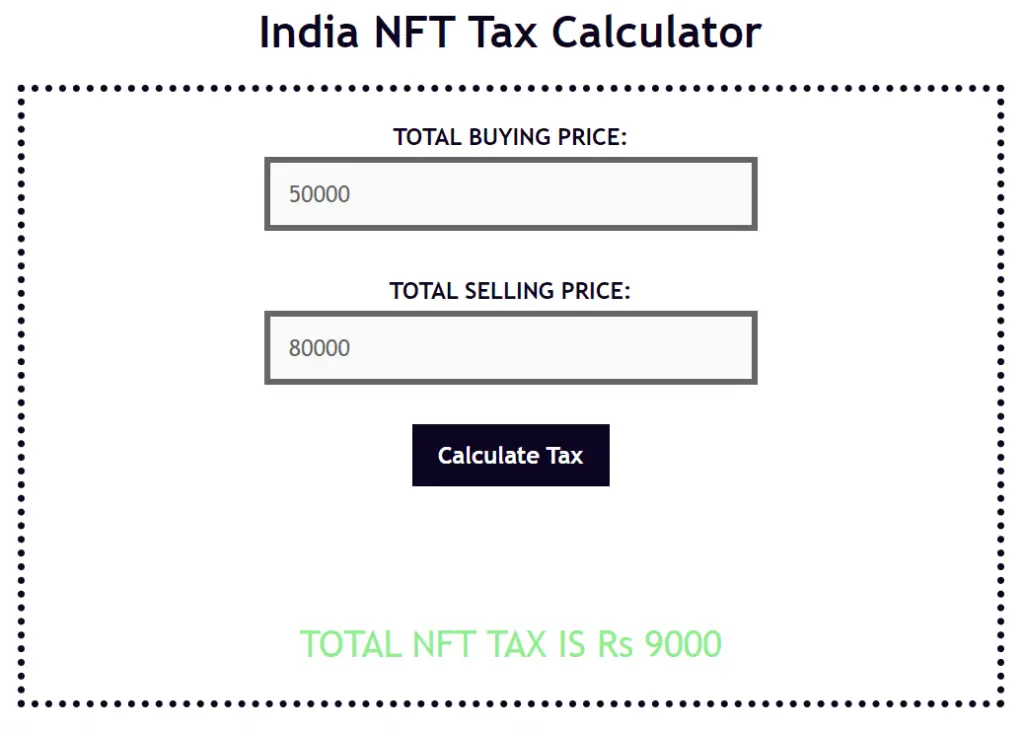 India NFT Tax Calculator