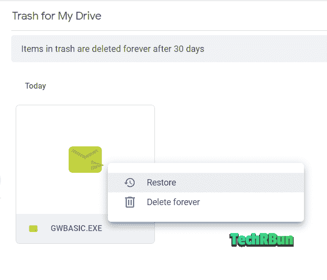 Google Drive Restore From Trash Bin