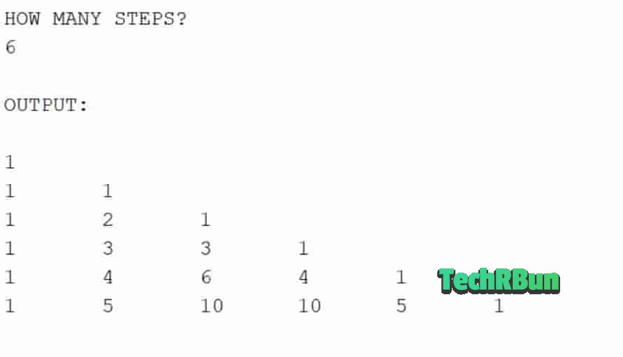 pascal triangle 6 steps method 1