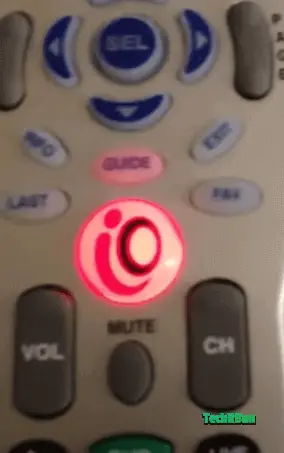 IO button lights up on Cablevision remote.