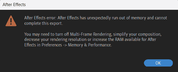 After Effects Render Fail