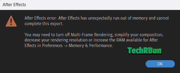 After Effects Render Fail