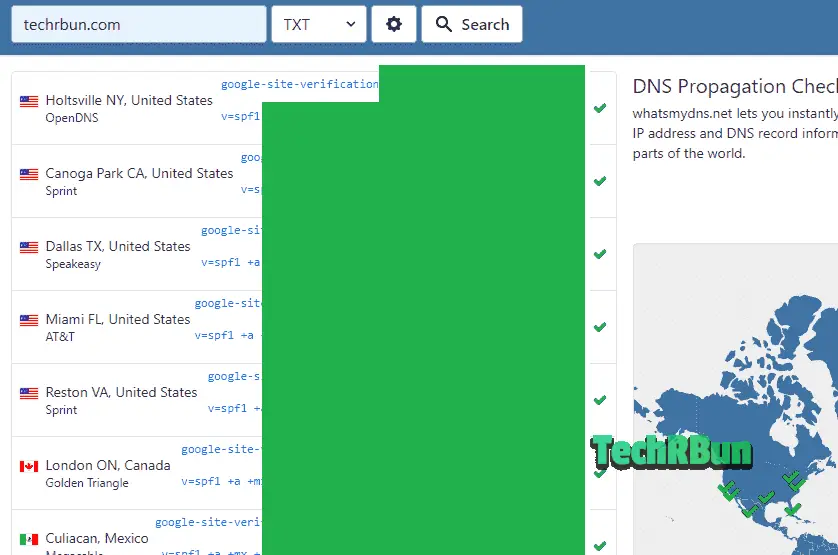 Google Search Console DNS Verification TXT Record Propagation Check