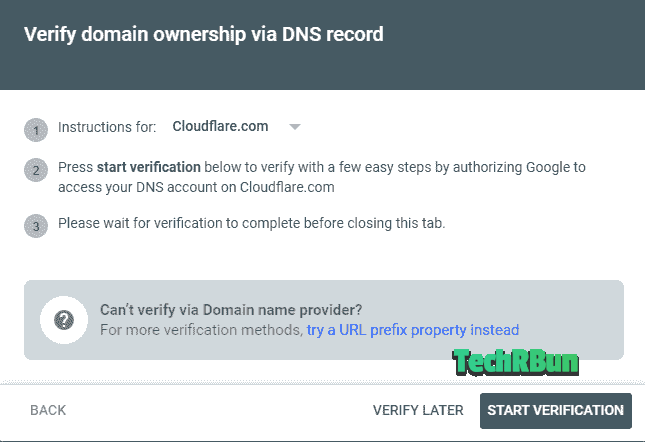 Google Search Console Domain DNS Verification via Cloudflare