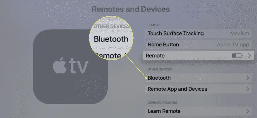 Apple TV Remote Bluetooth Settings
