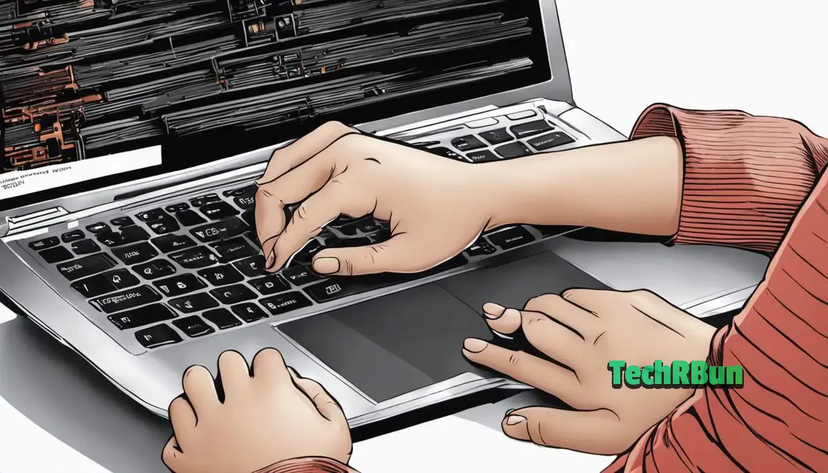Illustration of a person adjusting touchpad settings on a laptop