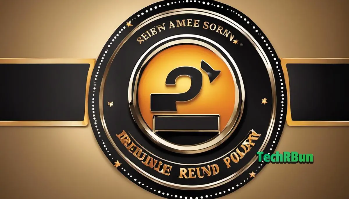 Illustration of an Amazon logo with a refund sign, representing Amazon's pre-order refund policy.