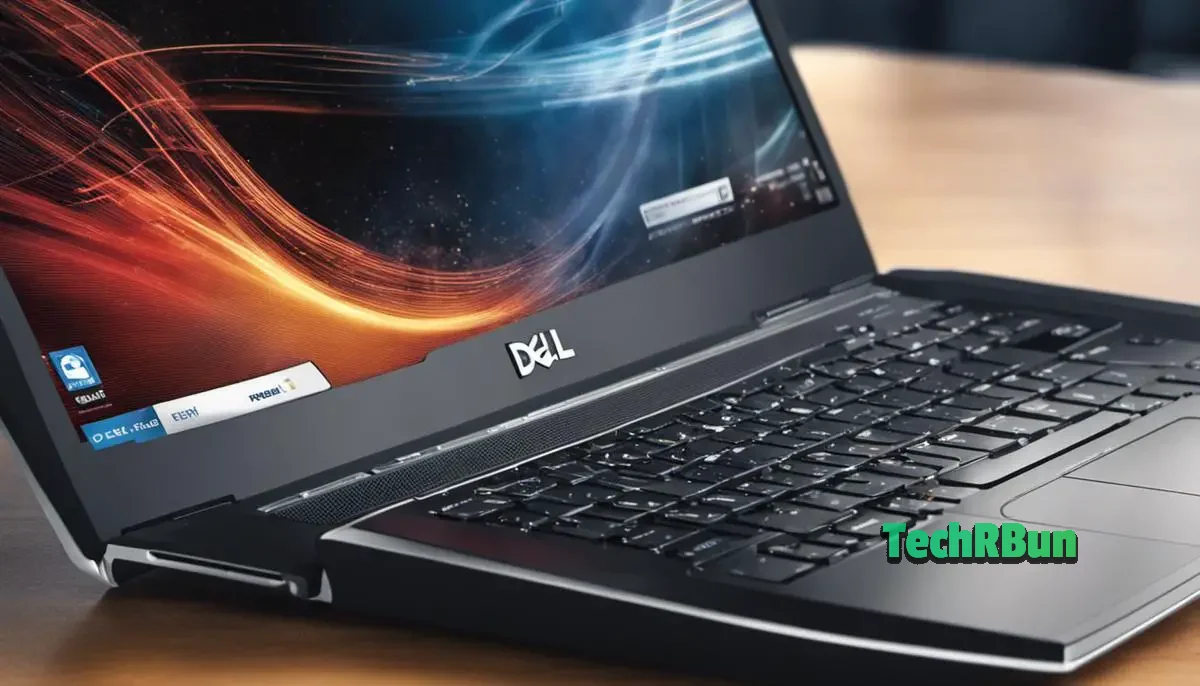 A person using a laptop and reaching out to Dell Technical Support for assistance.