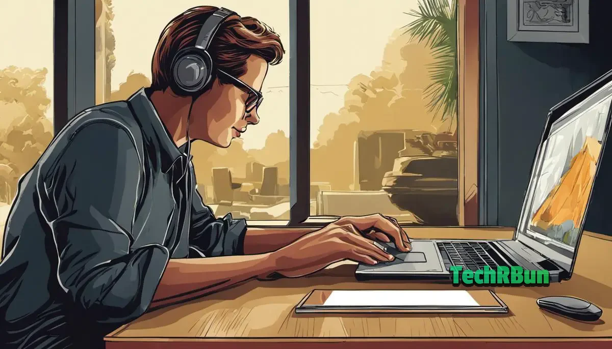 Illustration depicting a person using a touchpad on a laptop