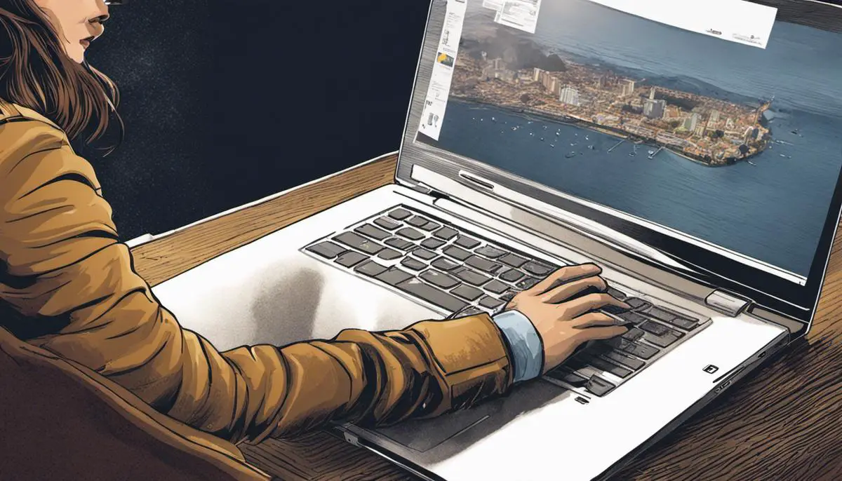 Illustration of a person using the touchpad on an HP laptop.