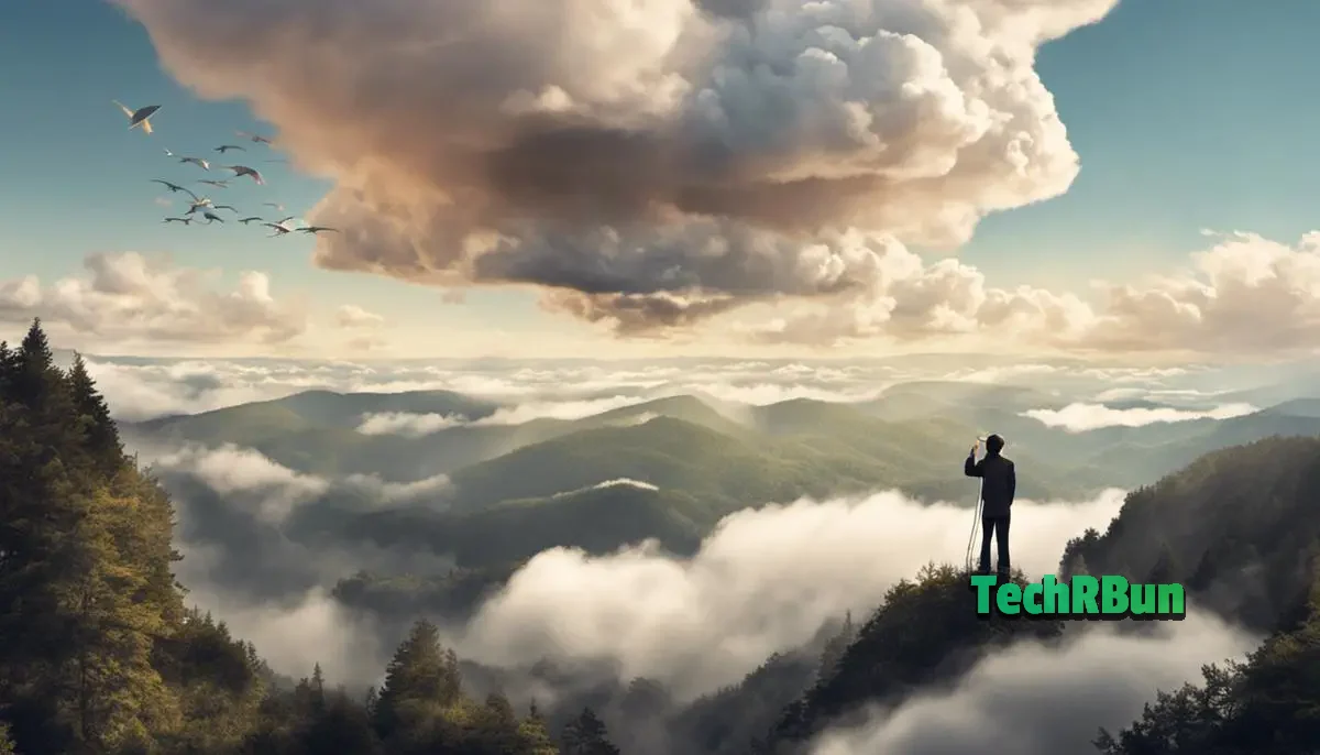 Illustration of a person using a cloud service to back up their data
