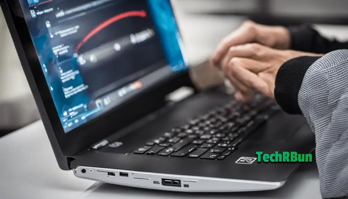 Image of a person troubleshooting a laptop touchpad
