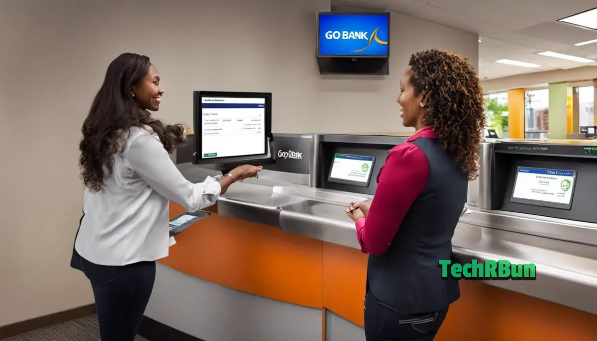 A person depositing a check into a GO2bank account.