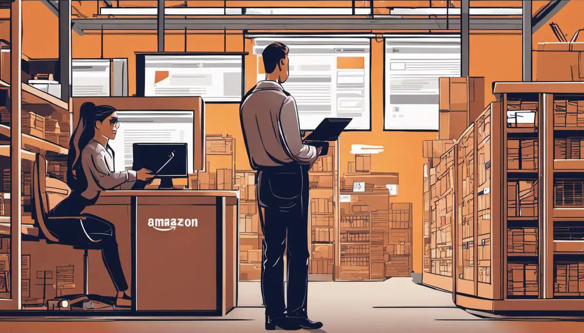 Illustration of a person managing their orders on Amazon's website