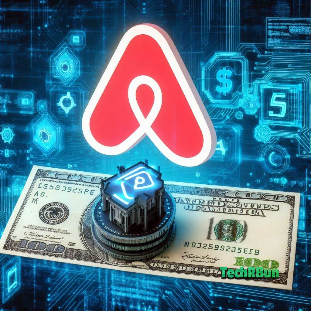 Image of an Airbnb logo and a $10 bill on a technological background signifying the minimum preapproval price policy