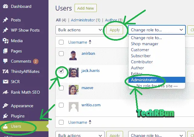 Changing User Roles in WordPress