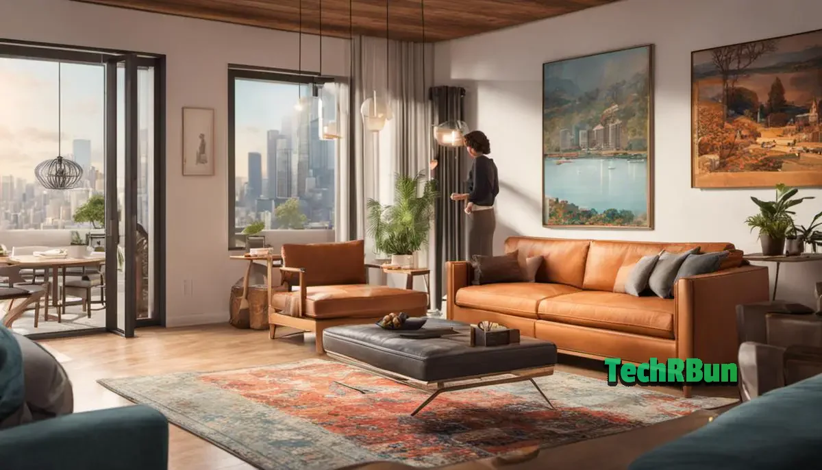 Depiction of a host and a guest using technology to navigate Airbnb's price constraints